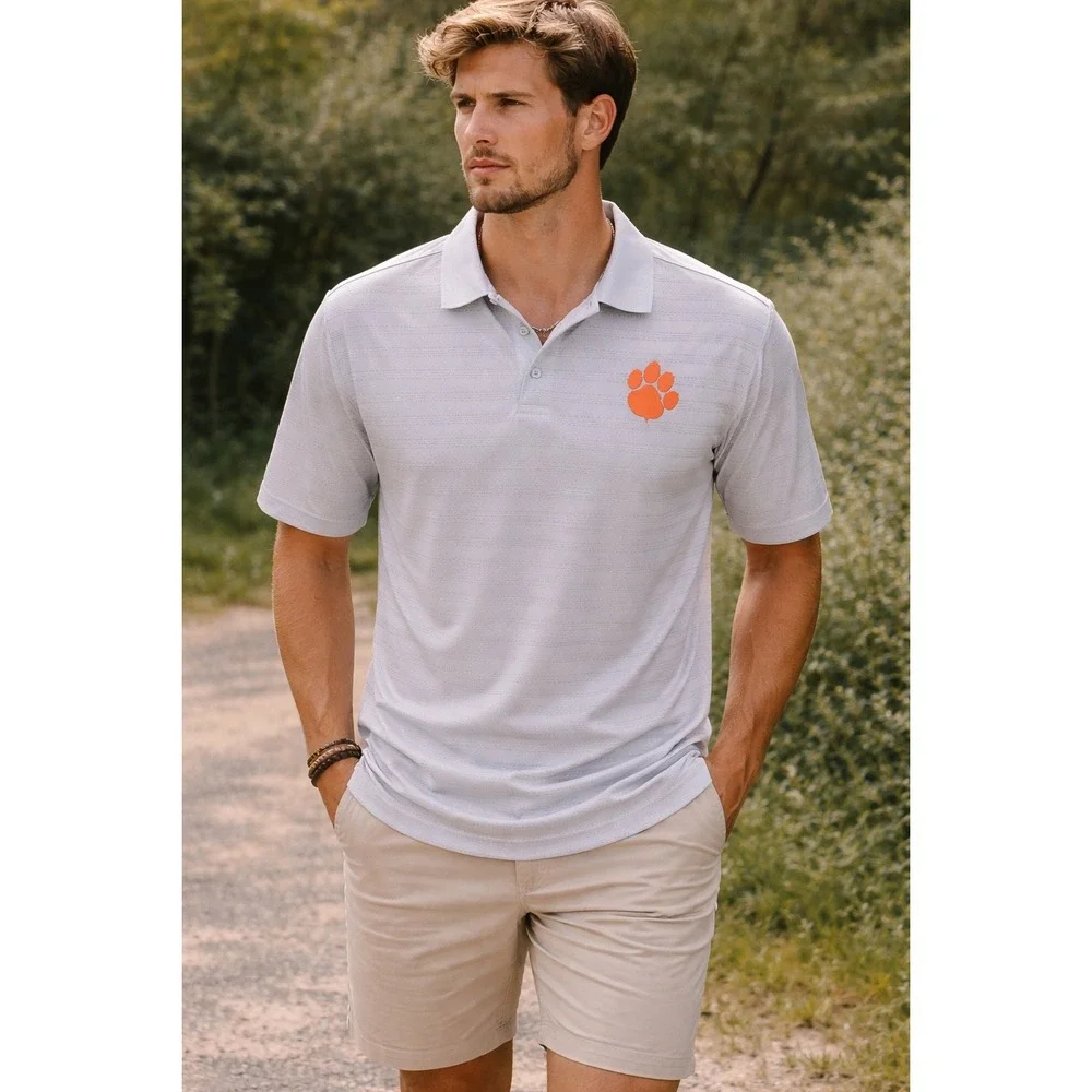 Men's‎ 2XL Clemson Tigers Polo Shirt Adidas CLIMALITE Golf Gray Team Issue